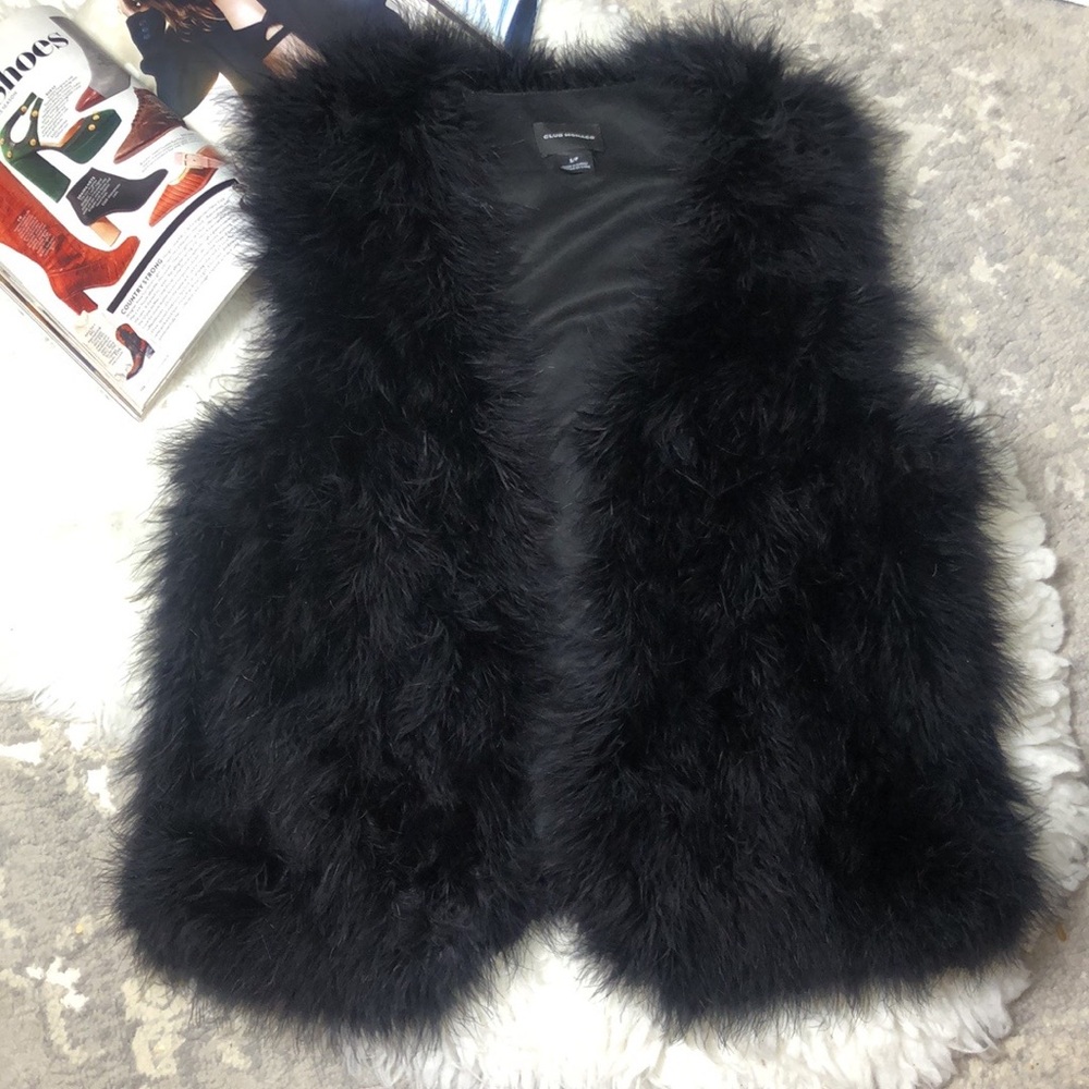 CLUB MANOCO Black Ostrich Feather Vest - Picture 2 of 11